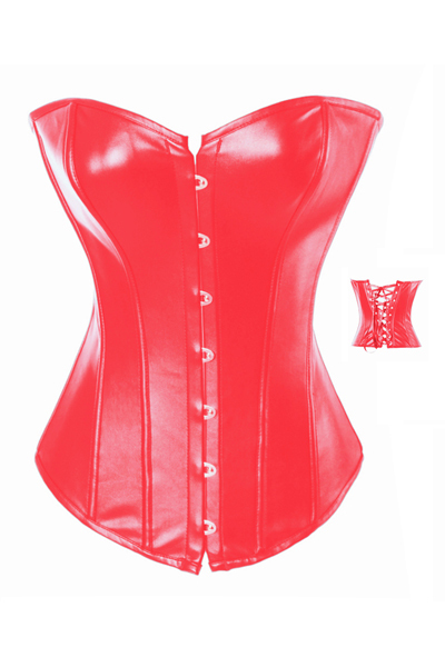 HOT Fashion! Wholesale!1166R Red Camisole Female Sexy Corsets Plus size Strapless Faux Leather Body Magic Bustiers&Corsets