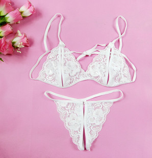 Hot Fashion Women Bra Brief Set Sexy Woman Underwear G string Transparent Bikini Set White