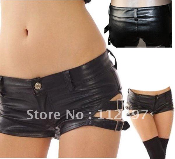 HOT Fashion Women Sexy Short Metallic Leather Booty Hot Pants Mini Shorts S M L