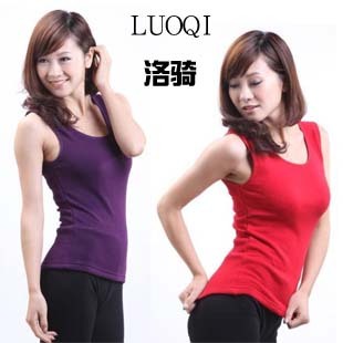 hot  female long johns top thermal vest o-neck thickening plus velvet body shaping basic solid color underwear