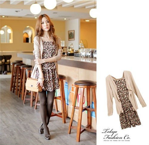 HOT! FERRSHIPPING,2PCS COTTON CARDIGAN+PRINTED HALTER TOPWF-0002