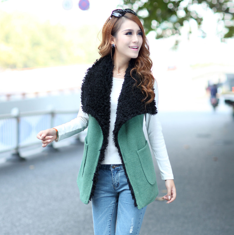 HOT  FREE SHIPING 2012 elegant autumn and winter large lapel vest outerwear vest women's