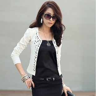 hot free shipping 2012 autumn women's rivet slim elegant autumn thin cardigan long-sleeve spring and autumn short jacket