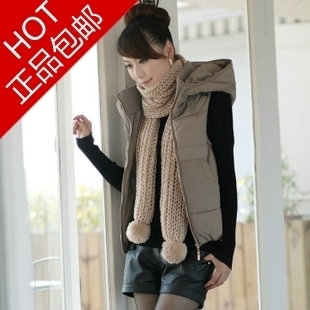 hot free shipping 2012 women's casual outerwear thickening down cotton vest small vest