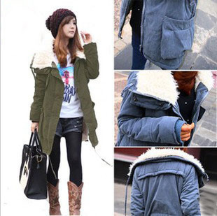 hot free shipping 2012 women's thickening women's cotton-padded jacket outerwear medium-long winter women's wadded jacket