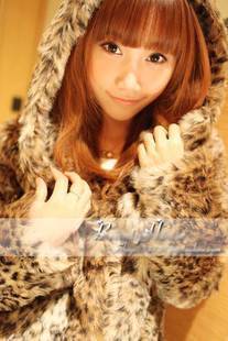 HOT Free shipping 2013 spring women's plus size loose thickening leopard print fur thermal leopard print plush cardigan