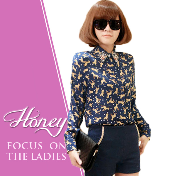 Hot Free Shipping Ladies Chiffon  Beading Shirt Ladies New Design Fashion Ladies Blouses No 1378