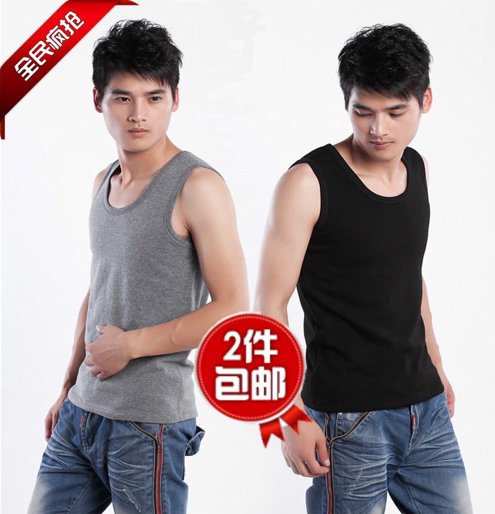 hot + free shipping Male plus velvet thickening autumn and winter thermal underwear fashion basic vest underwear top