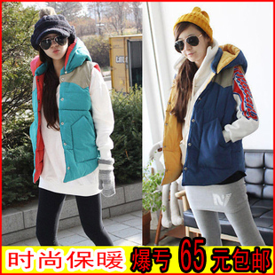 hot + free shipping Plus size cotton vest down cotton vest Women fashion waistcoat autumn and winter with a hood hooded vest