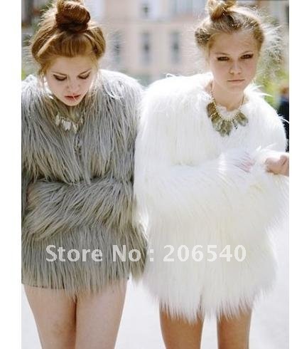 Hot Item 2012 Womens Fashion Casual Faux Fur Coats Jackets Blacks, Whites, Grays