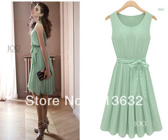 Hot Korea fashion edition snow spins evening fashionable dress new summer casual vest dresses women drape lolita chiffon garment