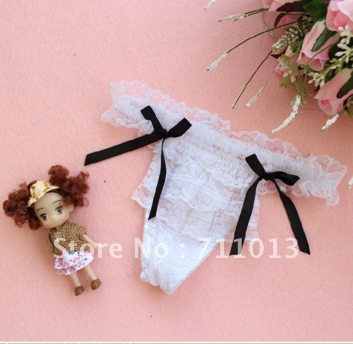 Hot lace double- bowknot ,pleated design lingerie underwear, ladies panties