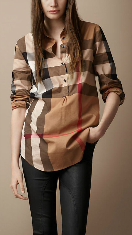 Hot New 2013 Fashion Brand Bur Women Long Sleeve Plaid Tops/High Quality Designer Casual Shirt/Blouses Bur8528 size M-XXL Khaki