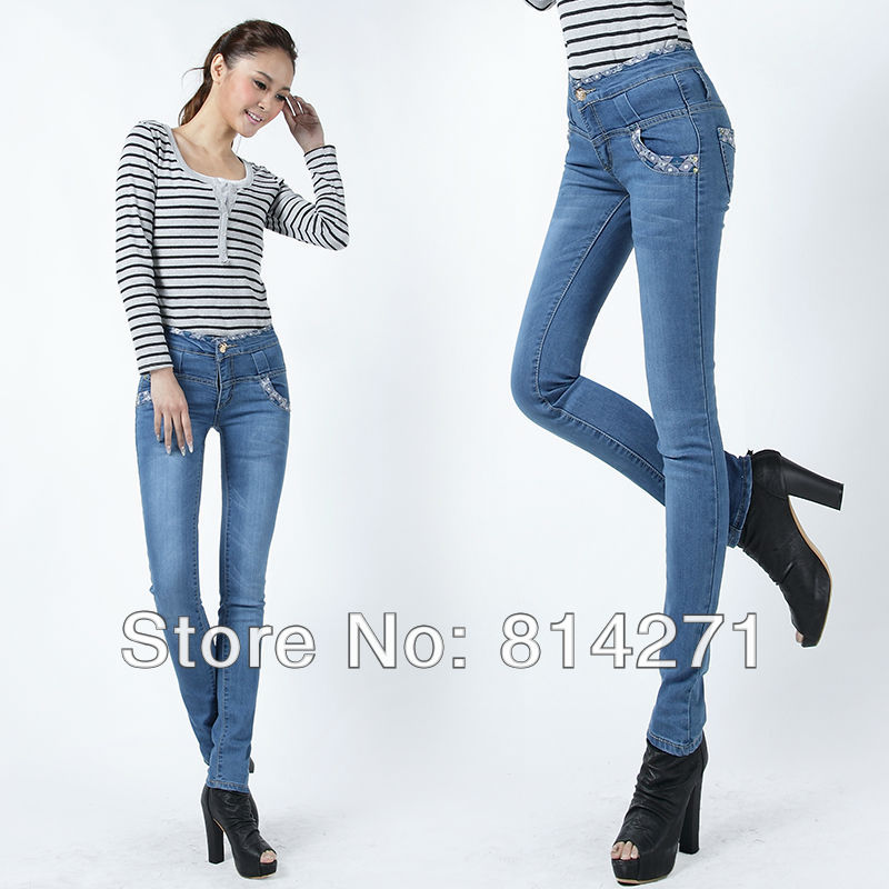 hot new 2013 jeans women Wholesale & retail Sexy fashion denim Pencil Pants Slim Fit Skinny high waist Stretch Jeans f8803