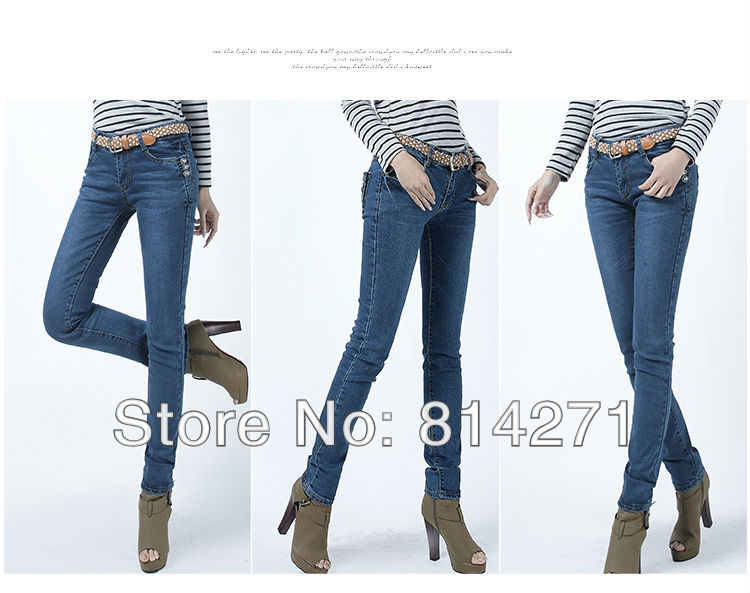 hot new 2013 jeans women Wholesale & retail Sexy fashion denim Pencil Pants Slim Fit Skinny Stretch Jeans brand blue jeans 8133