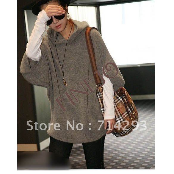 Hot New Korean Women's Hoodie Batwing Sleeve Loose Knit Knitwear Sweater Top free shipping 7384