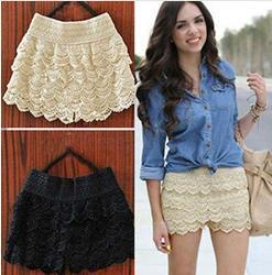 HOT! New Sexy Fashion Mini Lace Tiered Short Skirt Under Safety Pants Shorts With innner Material inside