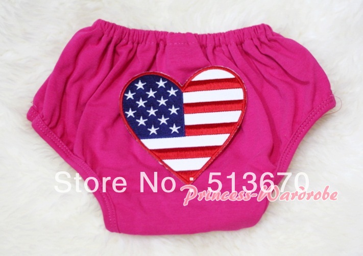 Hot Pink Bloomers & Patriotic America Flag Heart MABL43