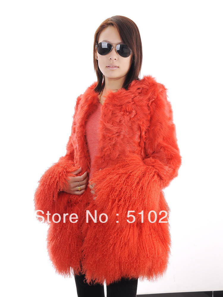 Hot products womens mongolian fur overcoat winter warm lamb fur outerwear