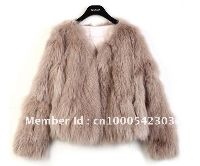 Hot Sale 2012 Autumn and Winter 4 Kinds of Color  Black,White,Pink,Apricot Long Sleeve O-neck Lady's Fur Coat