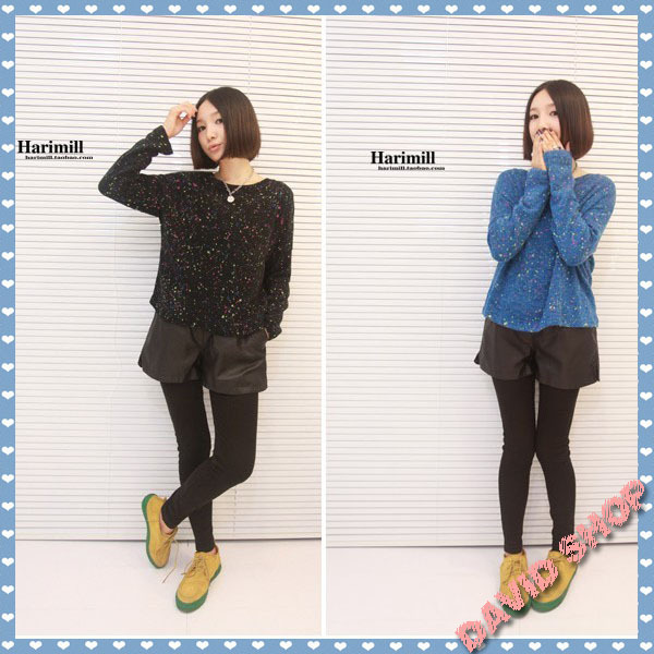 Hot Sale !2012  Autumn Winter Women Fashion Color Painting Point Sweater