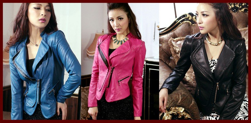 Hot sale 2012 EUR  New Autumn&winter Women trendy PU jacket long sleeves v-neck design Slim Leather Coat suitable for party