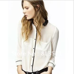 Hot sale!2012 Fashion Chiffon Casual OL Ladies shirt,pretty ladies blouse ,Women Blouse,Cool,White,S/M/L Cheap ld22