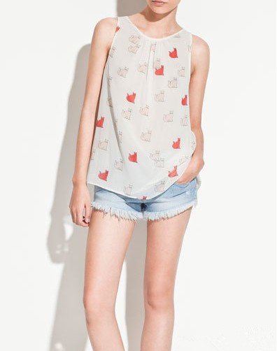 HOT SALE 2012 FASHION PRINT LADY BLOUSE/ TANK BLOUSE/PRINT T-THIRT