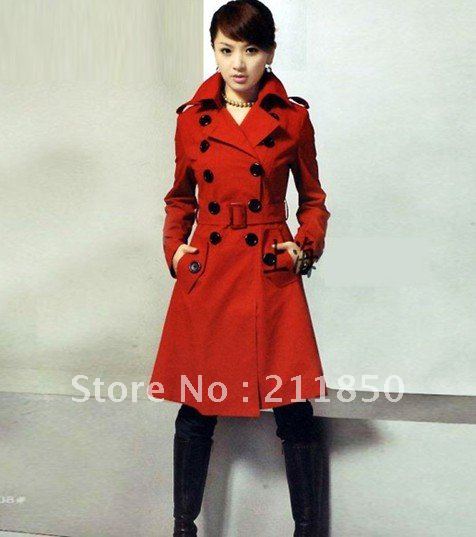 Hot sale 2012 New Korea suit collar Slim double-breasted coat lapel coat women Trench coat free shipping