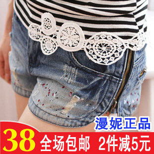 Hot sale 2013 new denim shorts Women trend side zipper distrressed jeans hot trousers