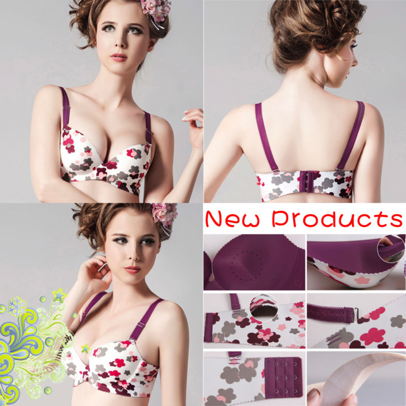 Hot SALE 2013  Purple color style Fashion Push Up  women's bra Size: 32 34 36  B-CUP SKU:WX033