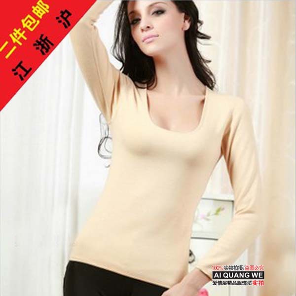 Hot sale 3 autumn and winter wool fleece women's thickening thermal underwear fleece thermal top plus velvet basic shirt