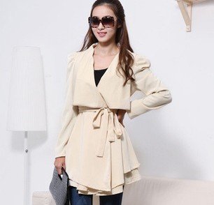 Hot Sale BLACK,BEIGE Lady new casual trench coats for women clothing on line 2012, 2 colors TJI9971A