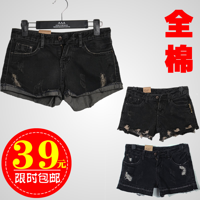 Hot sale Black denim shorts 2013 new hole single-shorts beggar pants boots pants 6053