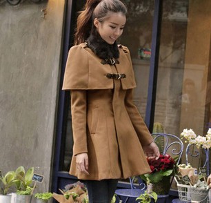 Hot Sale BROWN,BLUE korea winter elegant coat/trench 2013 fashion long sleeve new design TAJIB8373A