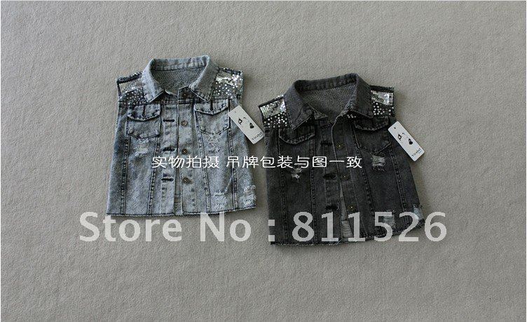 Hot Sale Classic Women Denim Vest Coat Fashion Jeans Free Shipping + Wholesale