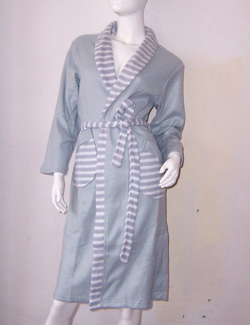 Hot sale Elegant grey solid color stripe end of a single clothing double faced velvet women's robe bathrobes lounge