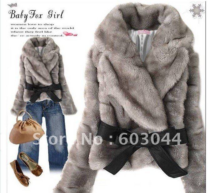 HOT SALE EUROPE AND AMERICA POPULAR FASHION WOMEN WINTER LUXURY SUPER SOFT BOW FUR COAT JACKET+ FREE SHIPPING (1PC) 2101