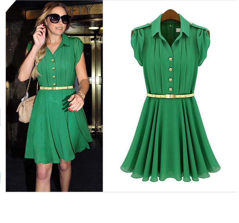 Hot Sale! Fashion First Quality Women's Dress Summer Clothes Chiffon 2 Colors Free Shipping