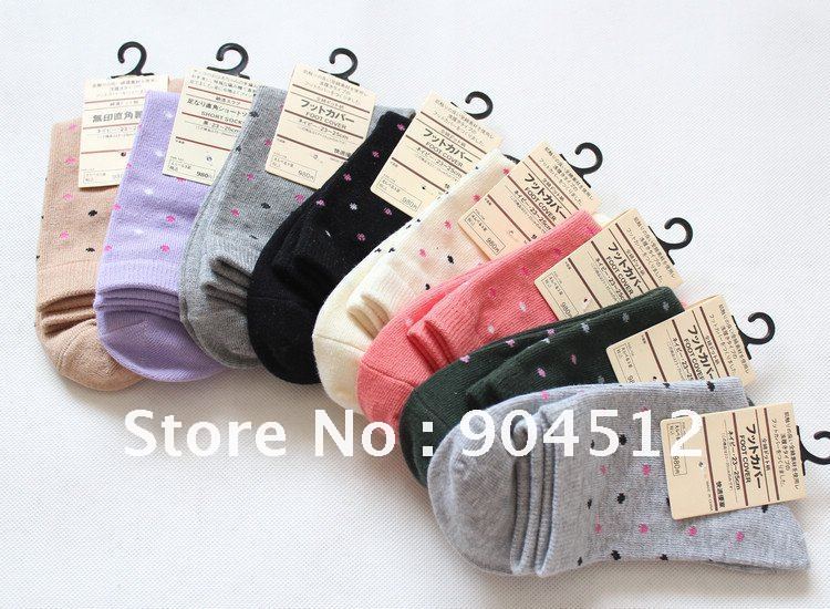 Hot Sale Free Shiping High Quality Women Ladies' cotton Socks Warm Dot Fashion Absorb Sweat 2Pcs