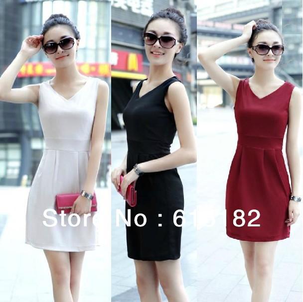 Hot Sale! Free Shipping 2013 Women's Fashion Hots V-neck Slim All-match dresses