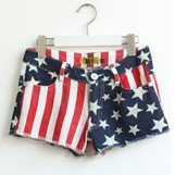 Hot sale! Free shipping Classic American flag five-pointed star stripe denim hot pants shorts