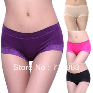 Hot sale,free shipping modal mid waist women's seamless panties lace sexy plus size panties 100% cotton trunk