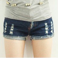 Hot sale! Free shipping new flanging letters four buckle worn all-match denim shorts