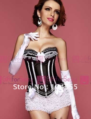 HOT SALE FREE SHIPPING SEXY BLACK WITH PURPLE STRIPES UNDERWIRE BURLESQUE CORSET SMALL TO PLUS SIZE 2XL