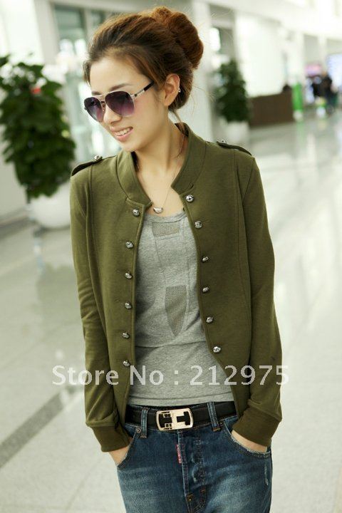 Hot Sale! Free Shipping Womens Adorable Stand Collar Double-breasted Embellished Slim Fit Short Coat