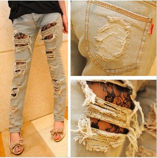 HOT sale!ladies fashion jeans!Free shipping!New arrival!Ripped jeans!top quality!promotion!jeans!