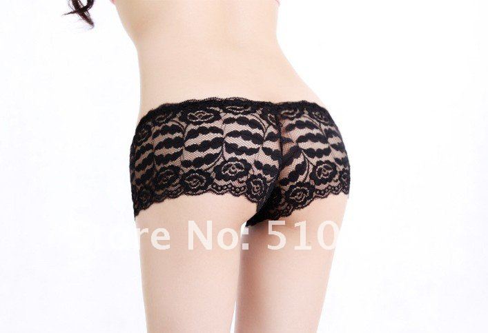 Hot Sale Lady's Black Lace Briefs Sexy Lingerie 48pcs/lot Hollow-out Women Thong Underwear Drop Ship AX0029