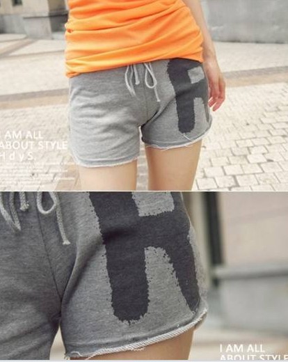 Hot Sale Letter Printed Drawstring Short Pants Grey                shopping free :QM12091405