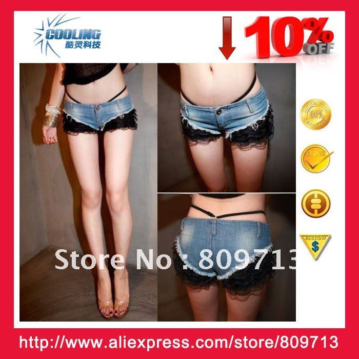 Hot sale new arrival skinny jeans woman fashion sexy short lowrise lace mini jeans